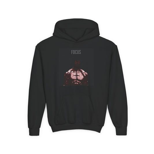 Motivational Youth Hoodie - 'Focus' Sweatshirt, Fitness Apparel, Gym Wear, Workout Gift, Inspirational Clothing